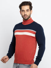 Mens Striped Turtle Neck Sweater